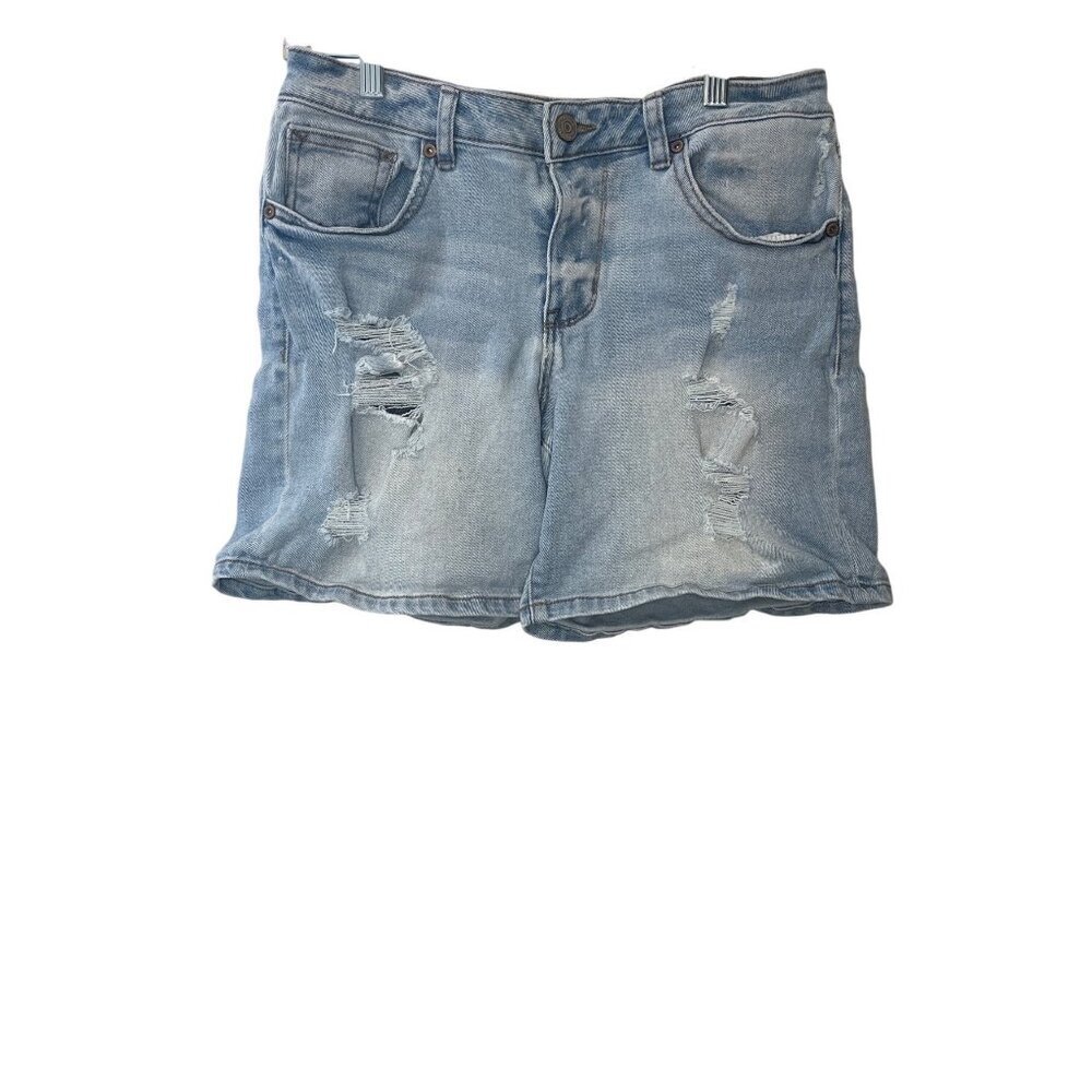 Maurices Womens Distressed Denim Shorts Light Wash Size 6